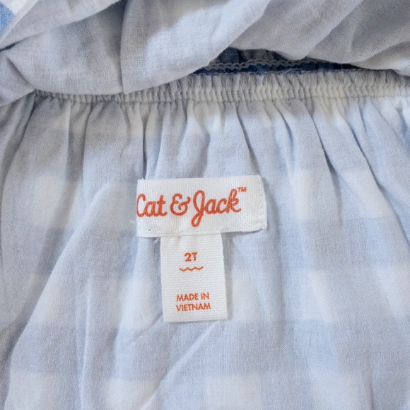 Cat & Jack smocked blue gingham top (2T) - Picture 7 of 7